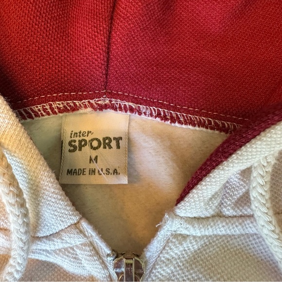 Vintage Michigan Charlevoix Medium Red and Cream Made in USA Lighthouses Hoodie - Picture 5 of 10